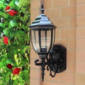 Avikala Black Traditional Wall Lantern (42x18x22cm), E-27 Base Exterior Light for Home Decor